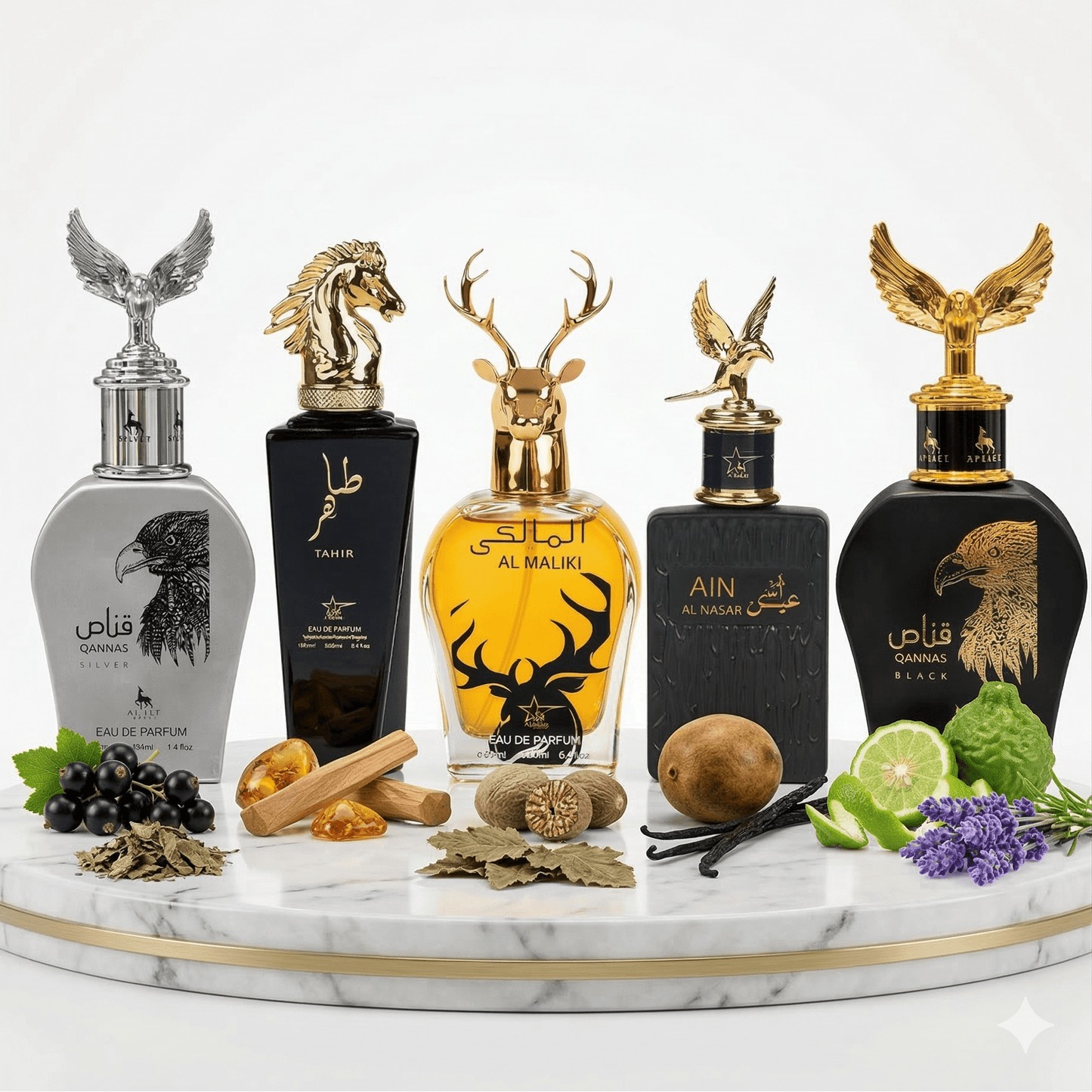 Set 5 Parfumuri Orientale Barbati 100ML - Qannas Silver + Tahir + Al Maliki + Ain Al Nasar + Qannas Black - Parfumuri Top