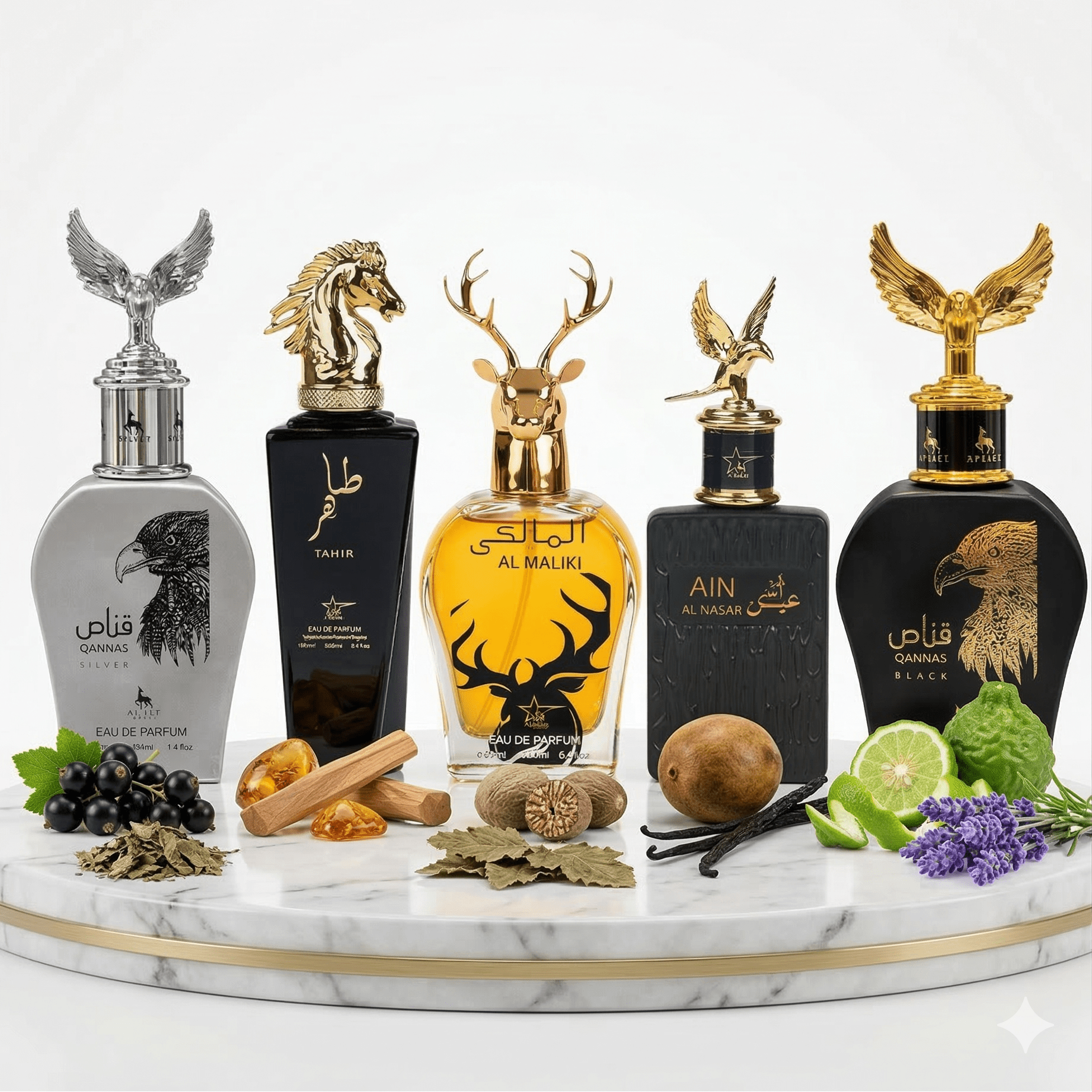 Set 5 Parfumuri Orientale Barbati 100ML - Qannas Silver + Tahir + Al Maliki + Ain Al Nasar + Qannas Black - Parfumuri Top