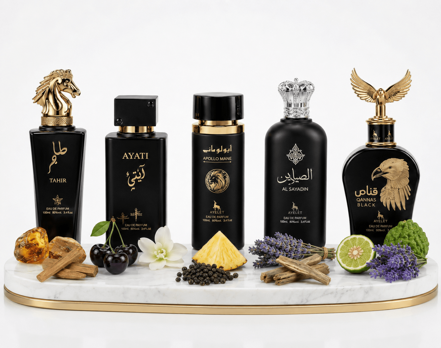 Set 5 Parfumuri Orientale Barbati 100ML - Tahir + Ayati + Apollo Mane + Al Sayadin + Qannas Black - Parfumuri Top