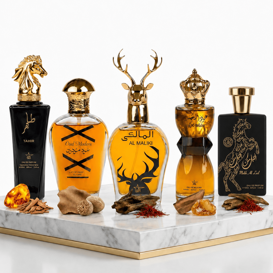 Set 5 Parfumuri Orientale Barbati 100ML - Tahir + Oud Modern + Al Maliki + Oud Al Khashab + Malik Al Lail - Parfumuri Top